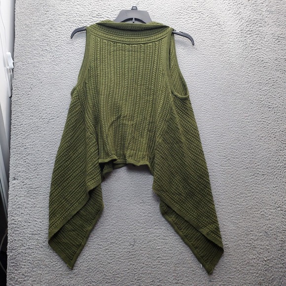 J. Jill Cardigan Poncho Womens Small Green Knitted Sleeveless Hi‎ Low Open Front - Picture 2 of 6